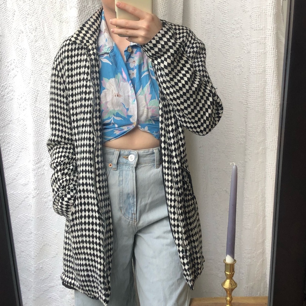 Vintage black and white checker jacket